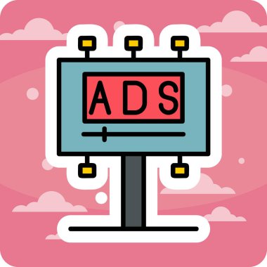 Reklam panosu simgesi, vektör illüstrasyonu basit tasarım
