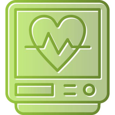 Ekranda kalp atış hızı simgesi olan akıllı aygıt, vektör, beyaz arkaplanda izole. Görüntü.