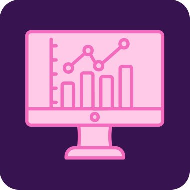 çevrimiçi bar grafikli bilgisayar ekranı, web simgesi basit illüstrasyon