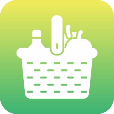 piknik sepeti simge vektör çizim