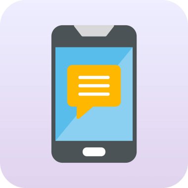 Ekran simgesinde konuşma balonu olan akıllı telefon, vektör illüstrasyon grafik tasarımı 