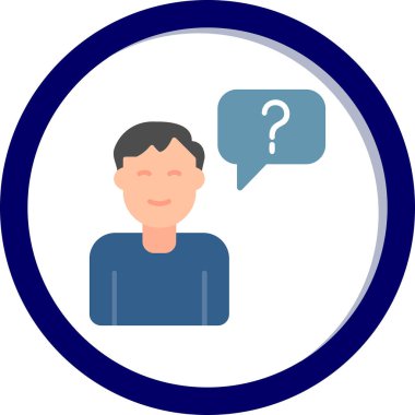 Müşteri Soru simgesi, vektör illüstrasyonu. Logotype. Konuşma balonunda soru işareti olan çocuk Avatar 'ı  