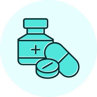 ilaç hapları simgesi, basit vektör illüstrasyonu 