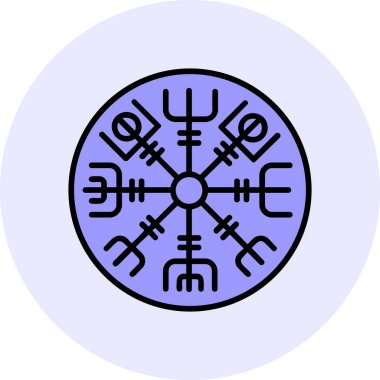 Vegvisir runik pusula simgesi, vektör illüstrasyonu.