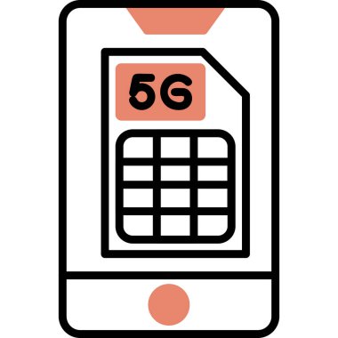 Smartphone 5g Sim web simgesi vektör illüstrasyonu