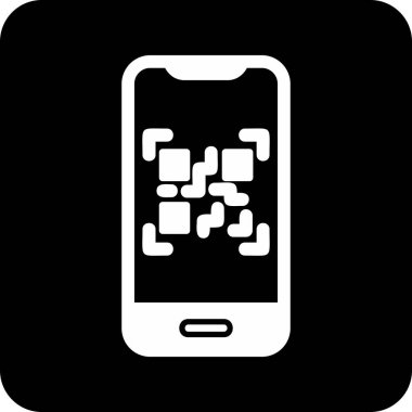 Cep telefonu ekranında QR kodu, vektör illüstrasyonu basit tasarım