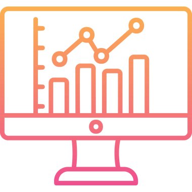 çevrimiçi bar grafikli bilgisayar ekranı, web simgesi basit illüstrasyon