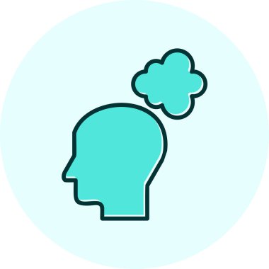 Düşünen baş simgesi, vektör çizimi basit tasarım