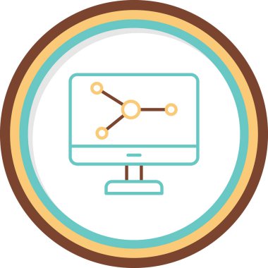 Bilgisayar Simülasyonu simgesi, vektör illüstrasyonu basit tasarım