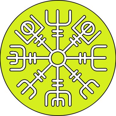 Vegvisir runik pusula simgesi, vektör illüstrasyonu.
