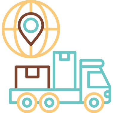 Kamyon ikonu, teslimat konsepti, vektör çizimi. dağılım            