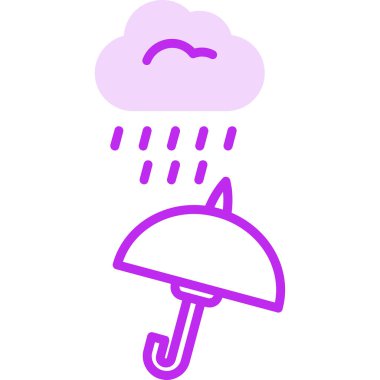 Yağmur bulutu ve şemsiye ağ simgesi basit illüstrasyon