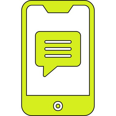 Ekran simgesinde konuşma balonu olan akıllı telefon, vektör illüstrasyon grafik tasarımı 