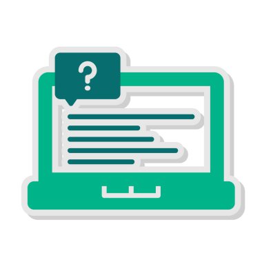  Soru işareti olan dizüstü bilgisayar simgesi. Vektör illüstrasyonu 