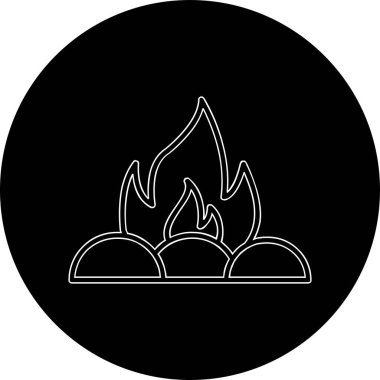 Kamp ateşi simgesi, vektör illüstrasyonu, düz tasarım 