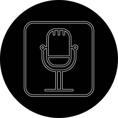 Retro mikrofon simgesi, vektör çizim 