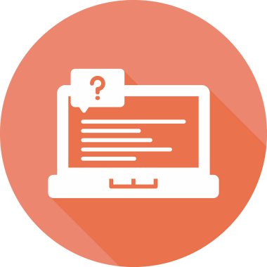  Soru işareti olan dizüstü bilgisayar simgesi. Vektör illüstrasyonu 