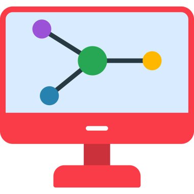 Bilgisayar Simülasyonu simgesi, vektör illüstrasyonu basit tasarım
