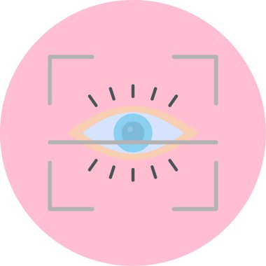 Göz Tarama Ağı simgesi, vektör illüstrasyonu. Tarama çerçevesi vektör ana hatları işaretli dijital göz