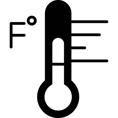 Fahrenheit Derece ile termometre simgesi, vektör illüstrasyonu