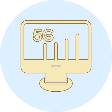 5G Monitör. Web simgesi basit illüstrasyon          