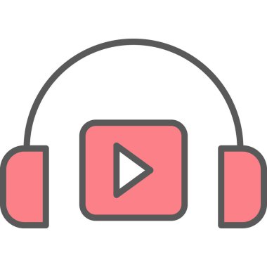 Podacast Dinleme eşleşmeli ikon vektör çizimi