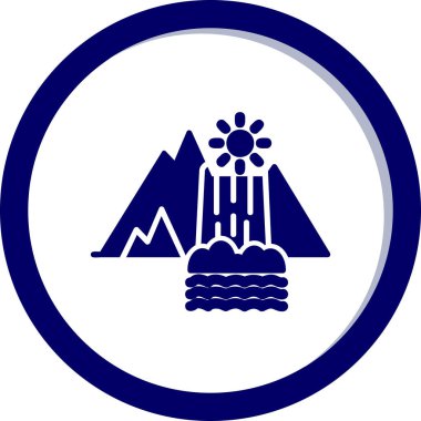 Dağların simgesindeki bir şelalenin vektör çizimi 