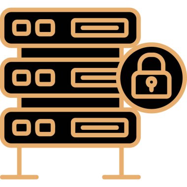 Şifrelenmiş sunucu simgesi, vektör illüstrasyonu basit tasarım