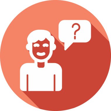 Müşteri Soru simgesi, vektör illüstrasyonu. Logotype. Konuşma balonunda soru işareti olan çocuk Avatar 'ı  
