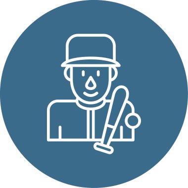 beysbol oyuncusu simgesi, web basit illüstrasyon