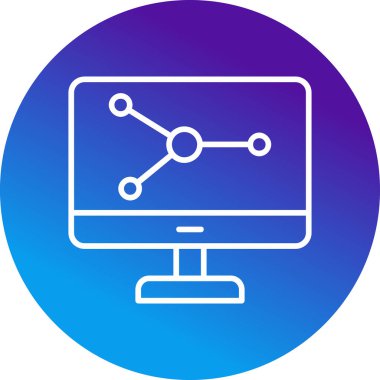 Bilgisayar Simülasyonu simgesi, vektör illüstrasyonu basit tasarım