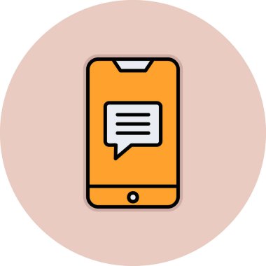 Ekran simgesinde konuşma balonu olan akıllı telefon, vektör illüstrasyon grafik tasarımı 