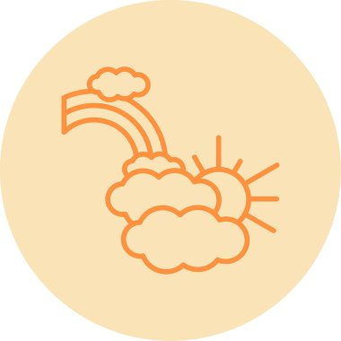 Bulutlu gökkuşağı. Web simgesi basit illüstrasyon