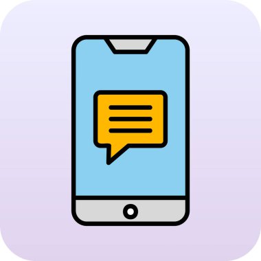 Ekran simgesinde konuşma balonu olan akıllı telefon, vektör illüstrasyon grafik tasarımı 