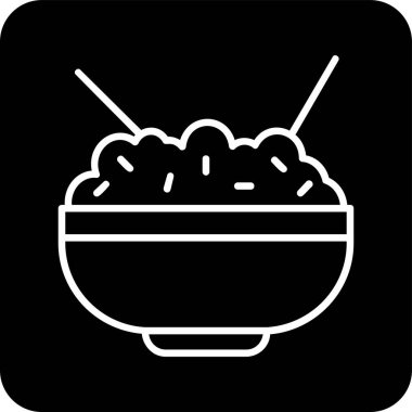 Pirinç kasesi. Web simgesi basit illüstrasyon            