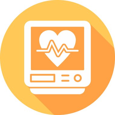 Ekranda kalp atış hızı simgesi olan akıllı aygıt, vektör, beyaz arkaplanda izole. Görüntü.