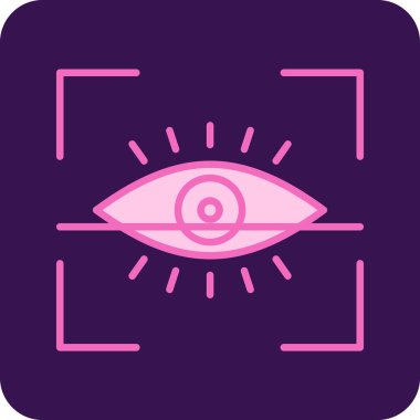 Göz Tarama Ağı simgesi, vektör illüstrasyonu. Tarama çerçevesi vektör ana hatları işaretli dijital göz