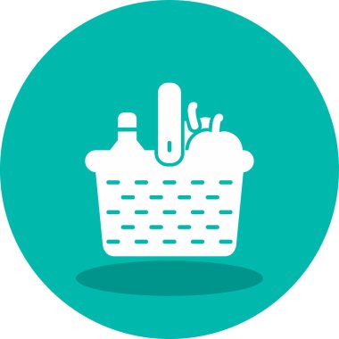 piknik sepeti simge vektör çizim