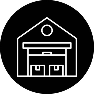 Depo binası. Web simgesi basit illüstrasyon