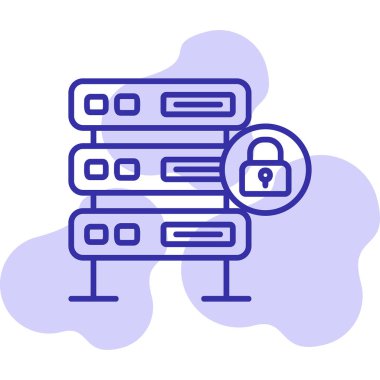 Şifrelenmiş sunucu simgesi, vektör illüstrasyonu basit tasarım