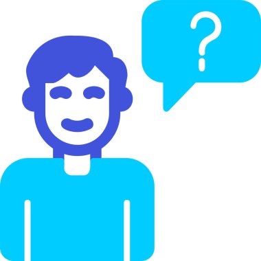 Müşteri Soru simgesi, vektör illüstrasyonu. Logotype. Konuşma balonunda soru işareti olan çocuk Avatar 'ı  