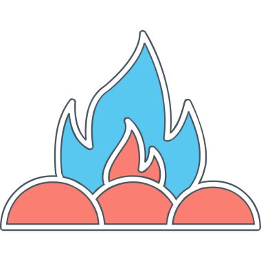 Kamp ateşi simgesi, vektör illüstrasyonu, düz tasarım 