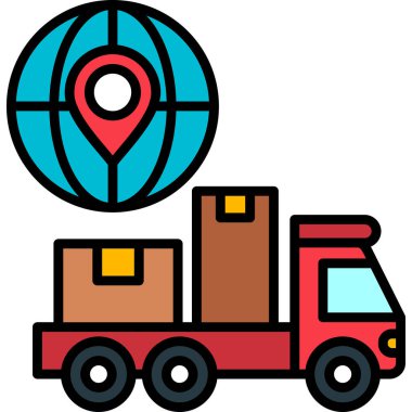 Kamyon ikonu, teslimat konsepti, vektör çizimi. dağılım            