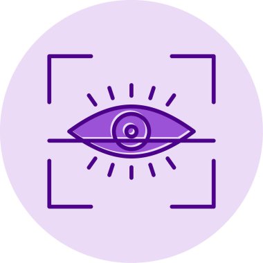 Göz Tarama Ağı simgesi, vektör illüstrasyonu. Tarama çerçevesi vektör ana hatları işaretli dijital göz