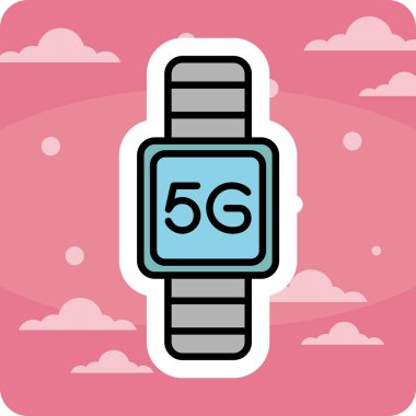 5G akıllı saat simgesi, vektör illüstrasyonu