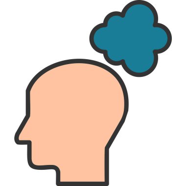 Düşünen baş simgesi, vektör çizimi basit tasarım