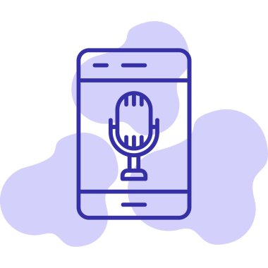 Akıllı telefon web simgesi, vektör illüstrasyonunda ses kaydı