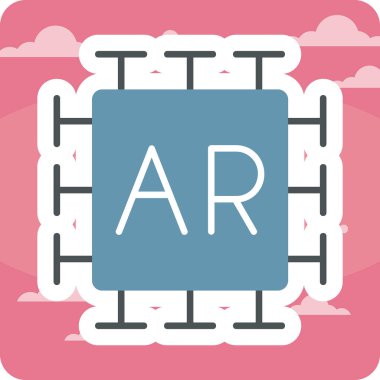 AR, artırılmış gerçeklik simgesi düz illüstrasyon