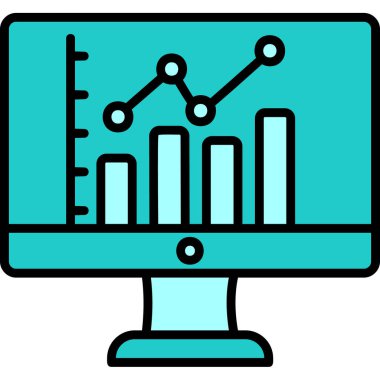 çevrimiçi bar grafikli bilgisayar ekranı, web simgesi basit illüstrasyon