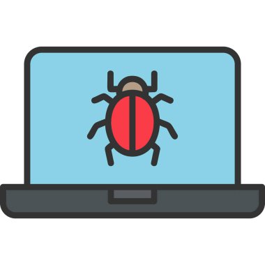 bilgisayar zararlı yazılım simgesi, vektör illüstrasyonu basit tasarım